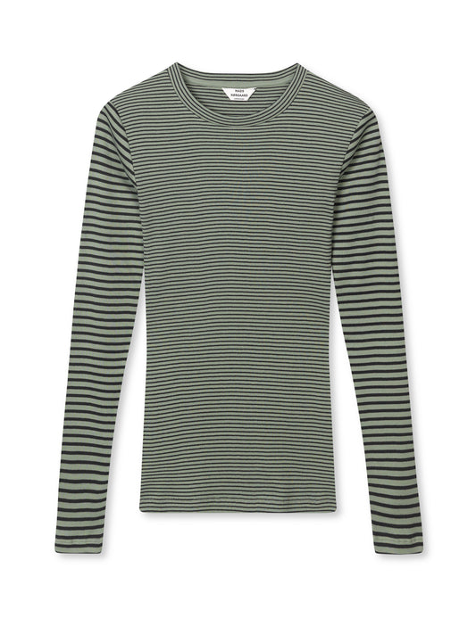 2x2 Cotton Stripe Tuba Tee LS, Sea Spray/Black