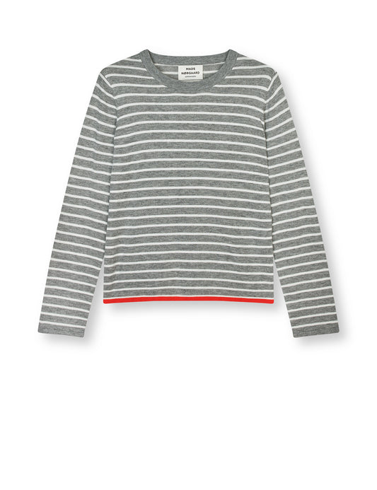 Fine Merino Ivy Knit, Grey Melange/Vanilla Ice