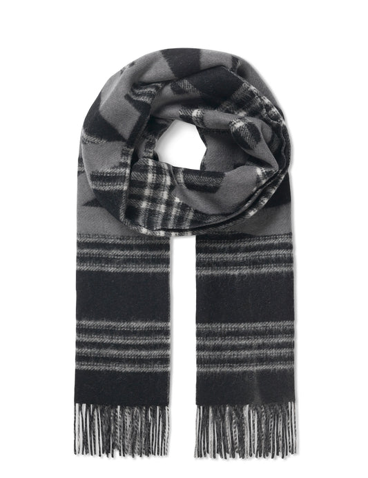 Woven Wool Logo Scarf, Black/Vanilla Ice