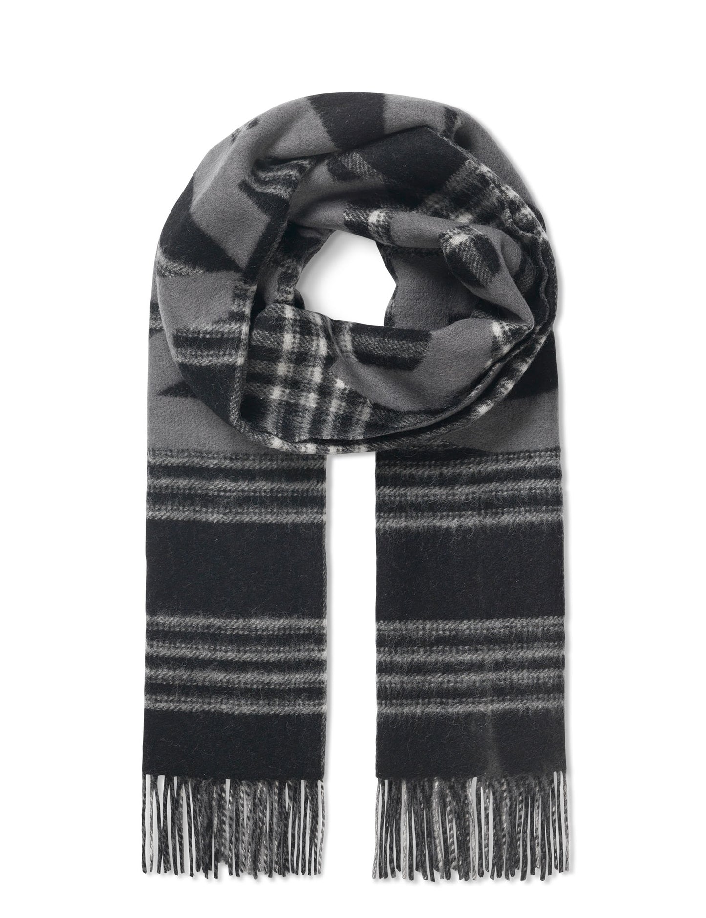 Woven Wool Logo Scarf, Black/Vanilla Ice