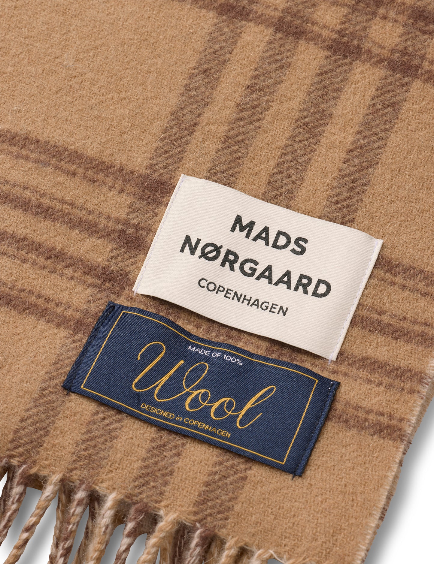 Woven Wool Logo Scarf, Cornstalk/Cocoa Brown
