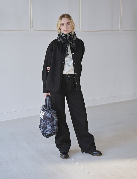 Soft Wool Self Scarf, Paisley AOP/Black