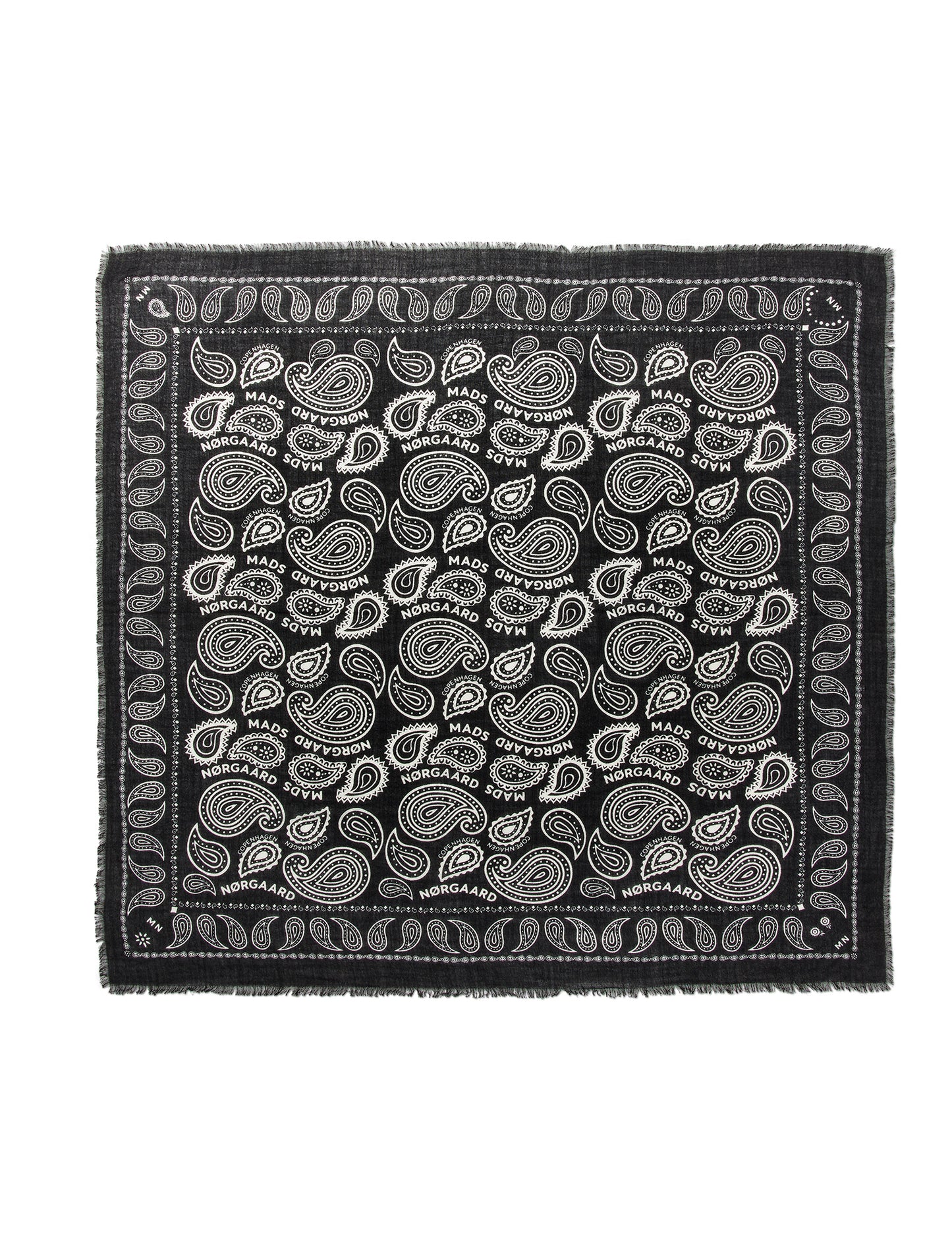 Soft Wool Self Scarf, Paisley AOP/Black