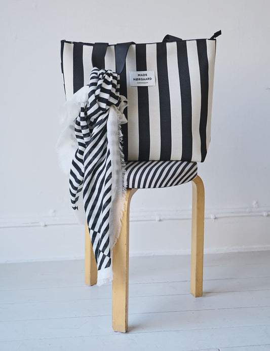 Soft Wool Self Scarf, Black Stripe