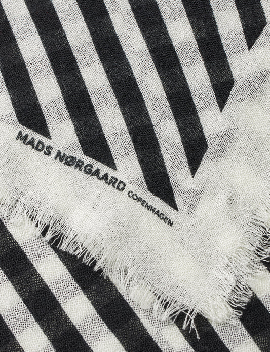 Soft Wool Self Scarf, Black Stripe