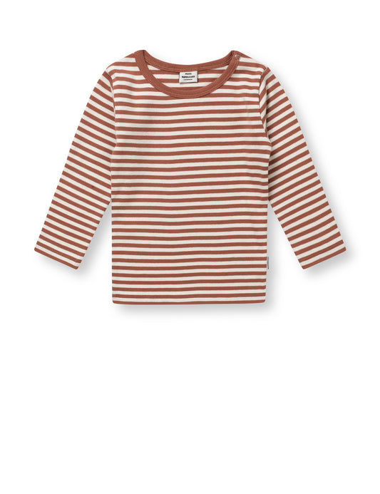 Soft Duo Striped Tobinino Tee LS, Cedar Wood/Vanilla Ice