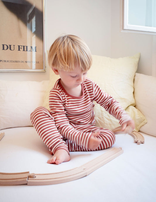 Soft Duo Striped Tobinino Tee LS, Cedar Wood/Vanilla Ice