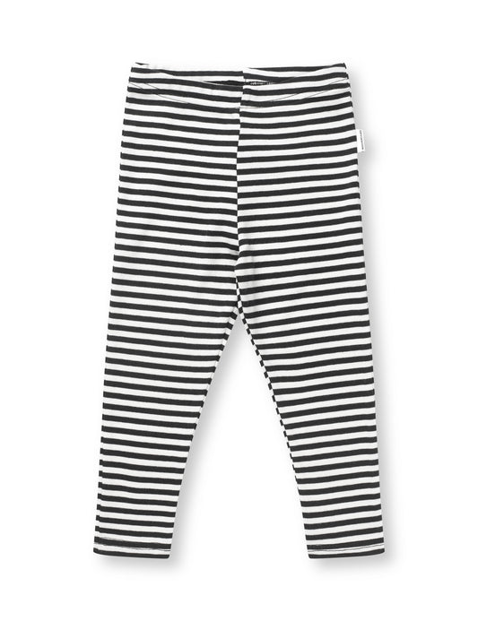 Soft Duo Striped Pumini Leggins, Black/Vanilla Ice