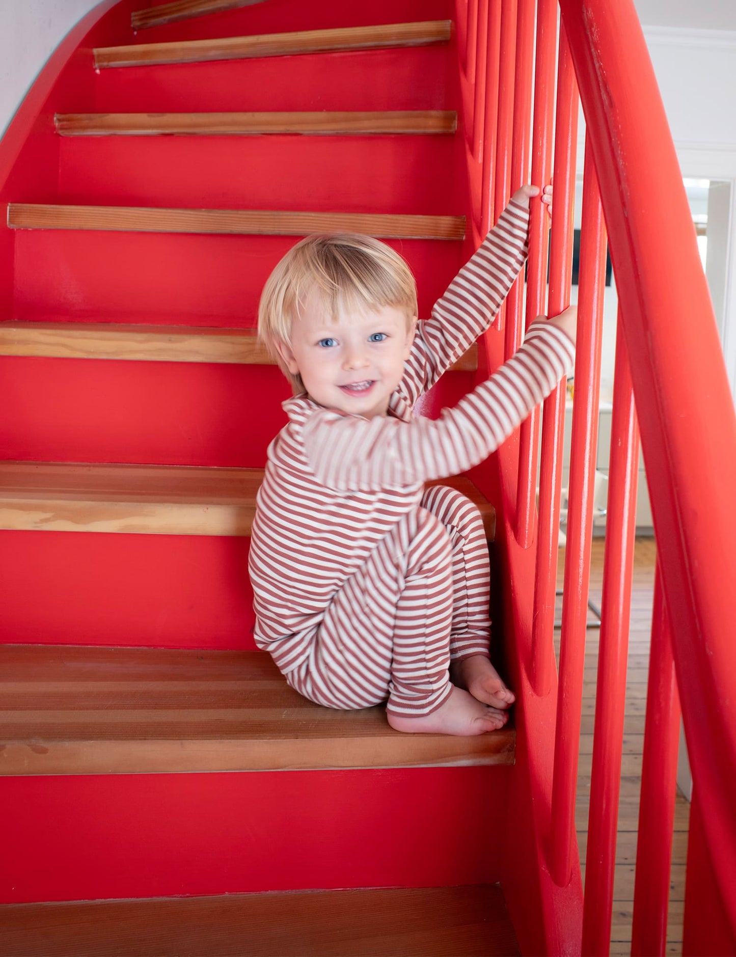 Soft Duo Striped Pumini Leggins, Cedar Wood/Vanilla Ice