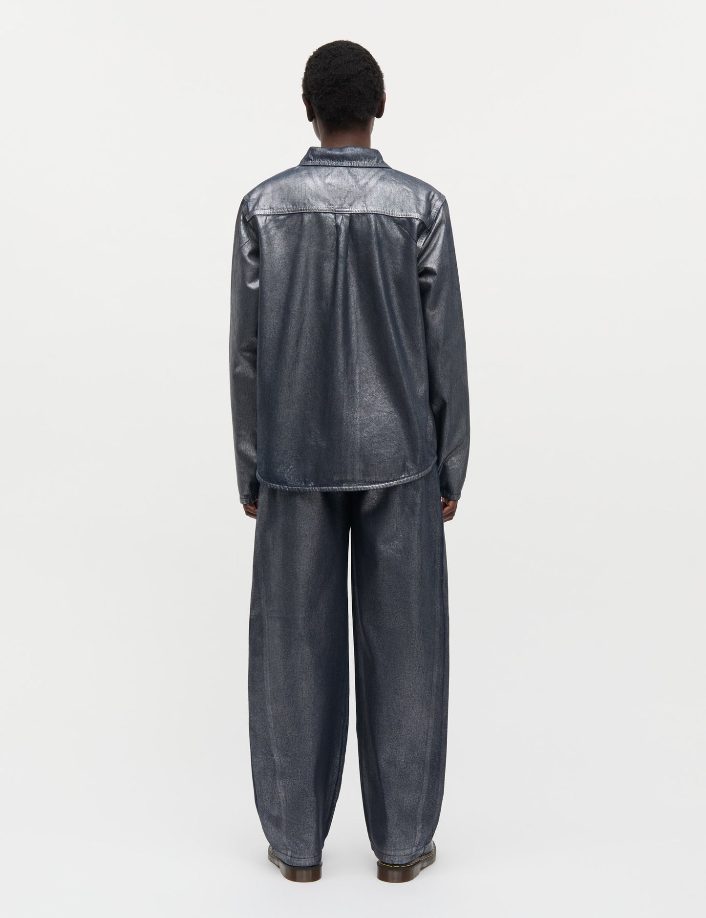 Metallic Denim Calva Shirt, Vintage Blue/Gun Metal