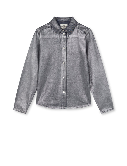 Metallic Denim Calva Shirt, Vintage Blue/Gun Metal