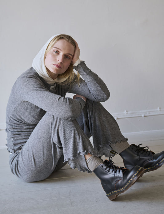 Point Wool Hedwig Pants, Grey Melange