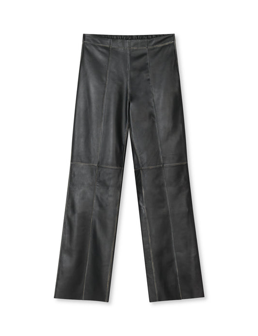 Smooth Leather Pirla Pants, Black