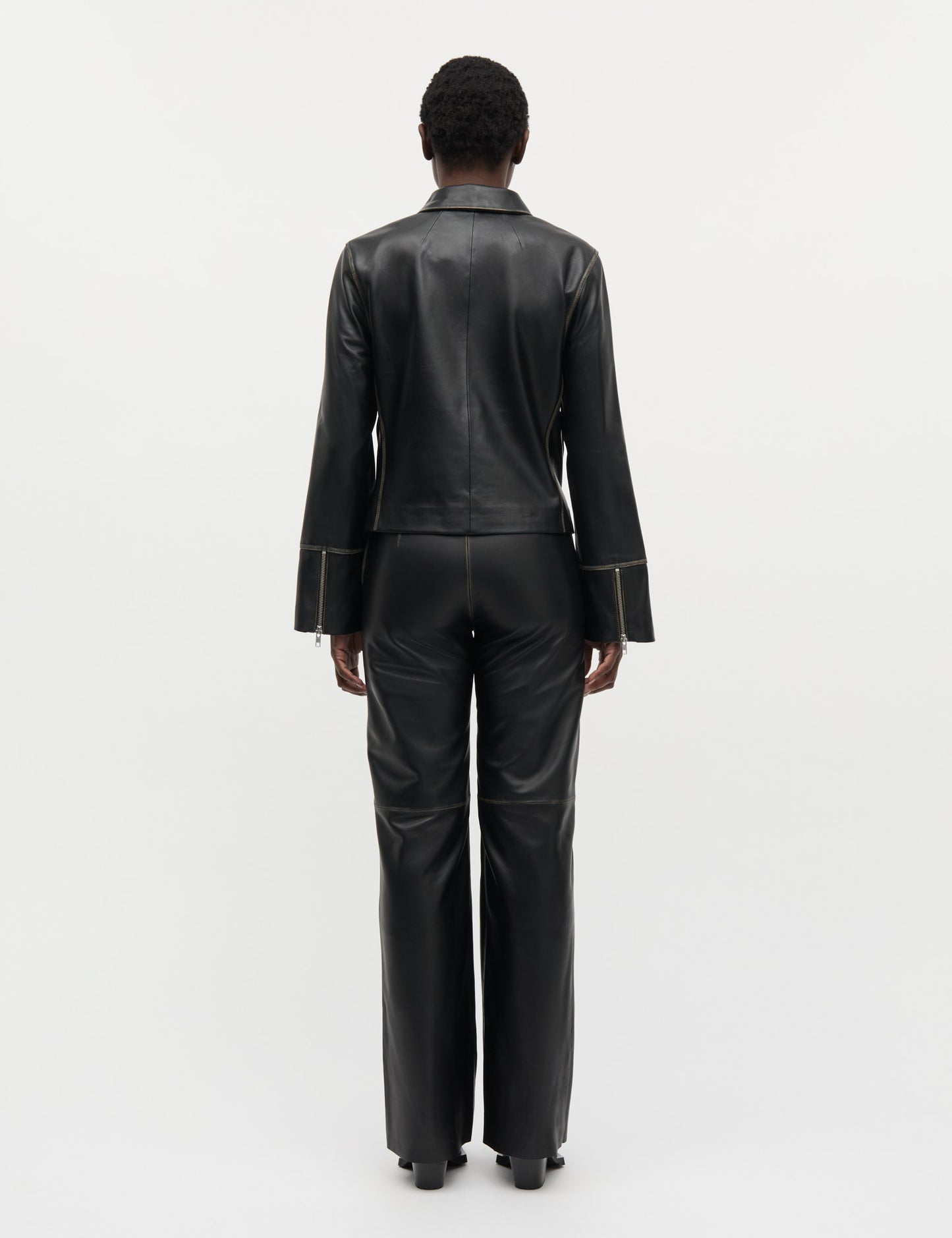 Smooth Leather Pirla Pants, Black