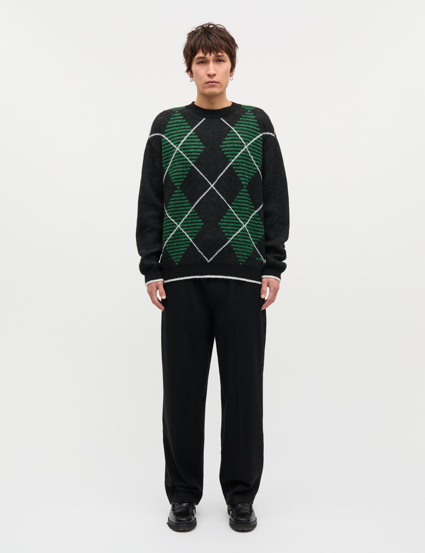 Comfy Wool Adam Argyle Knit, Black