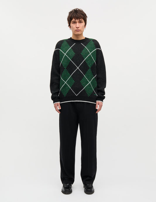 Comfy Wool Adam Argyle Knit, Black