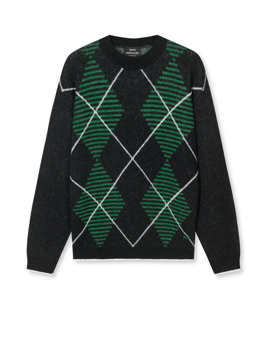 Comfy Wool Adam Argyle Knit, Black