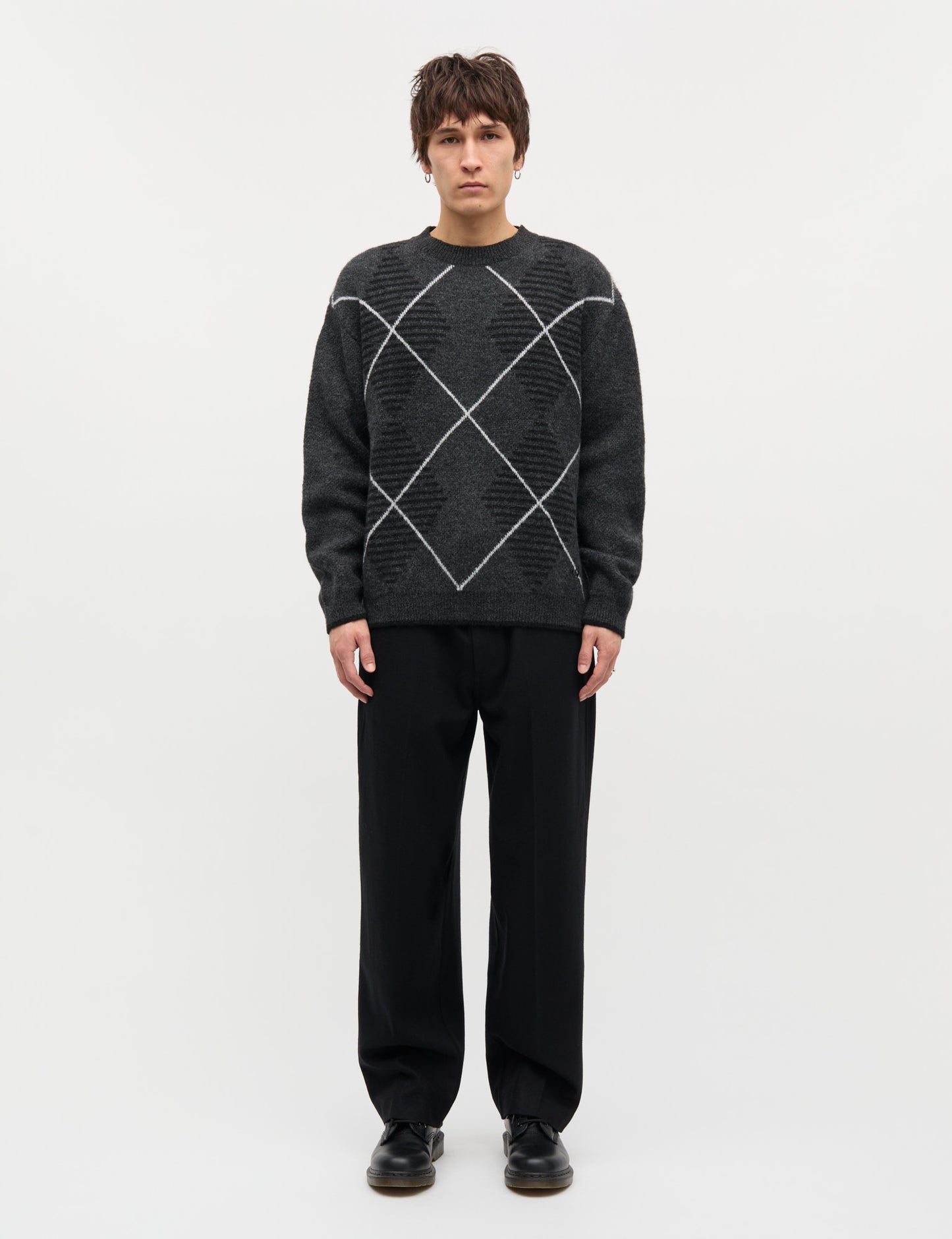 Comfy Wool Adam Argyle Knit, Asphalt