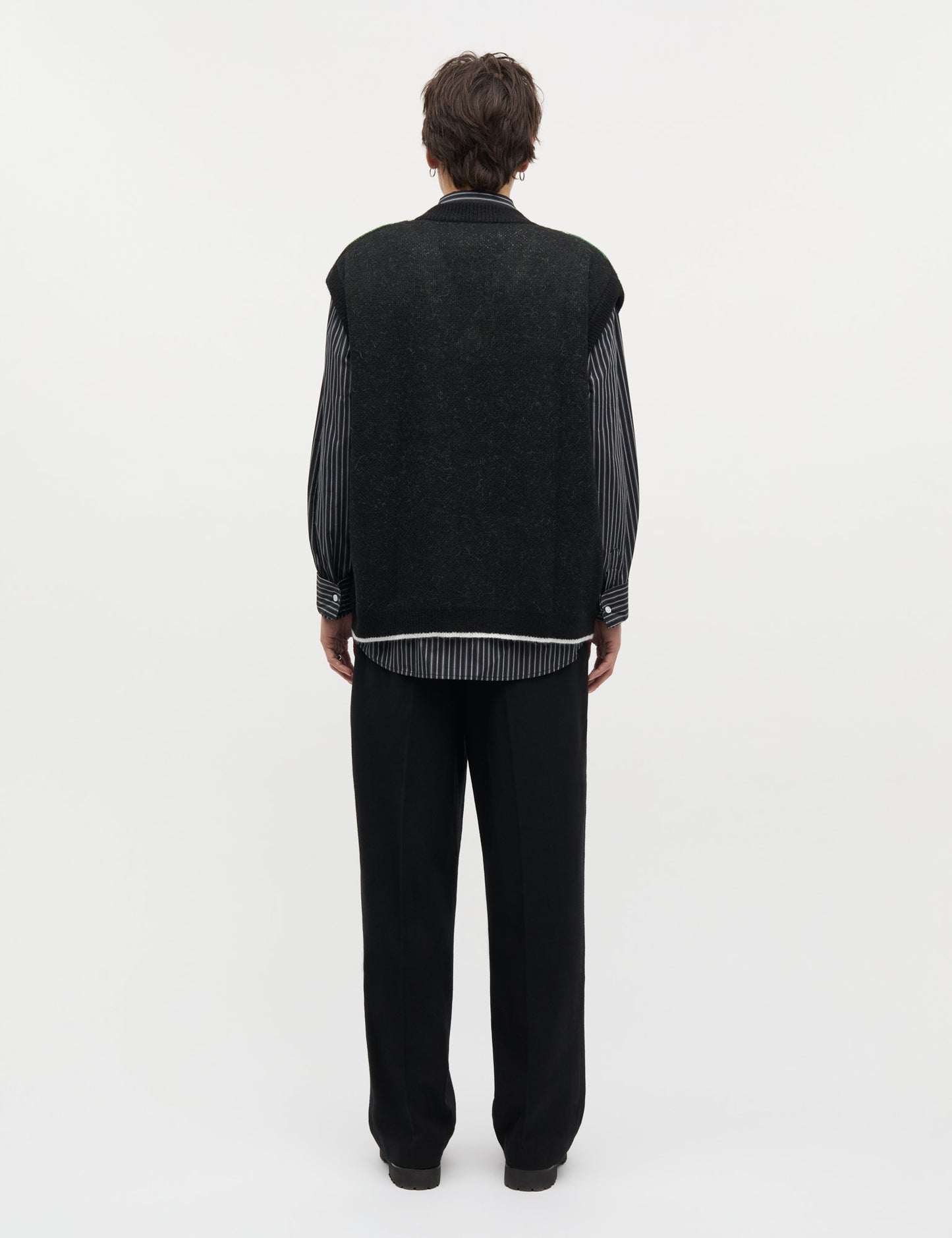 Comfy Wool Harper Argyle Vest, Black