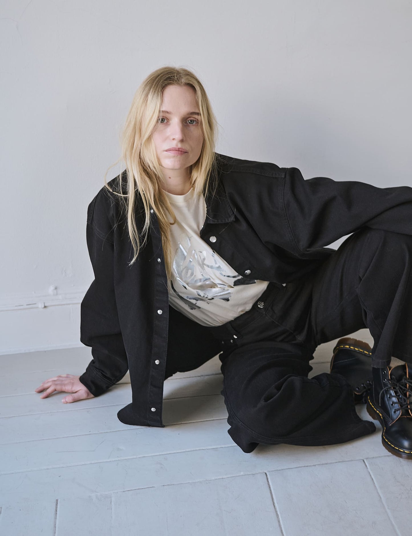 Dyed Denim Gisla Shirt, Black