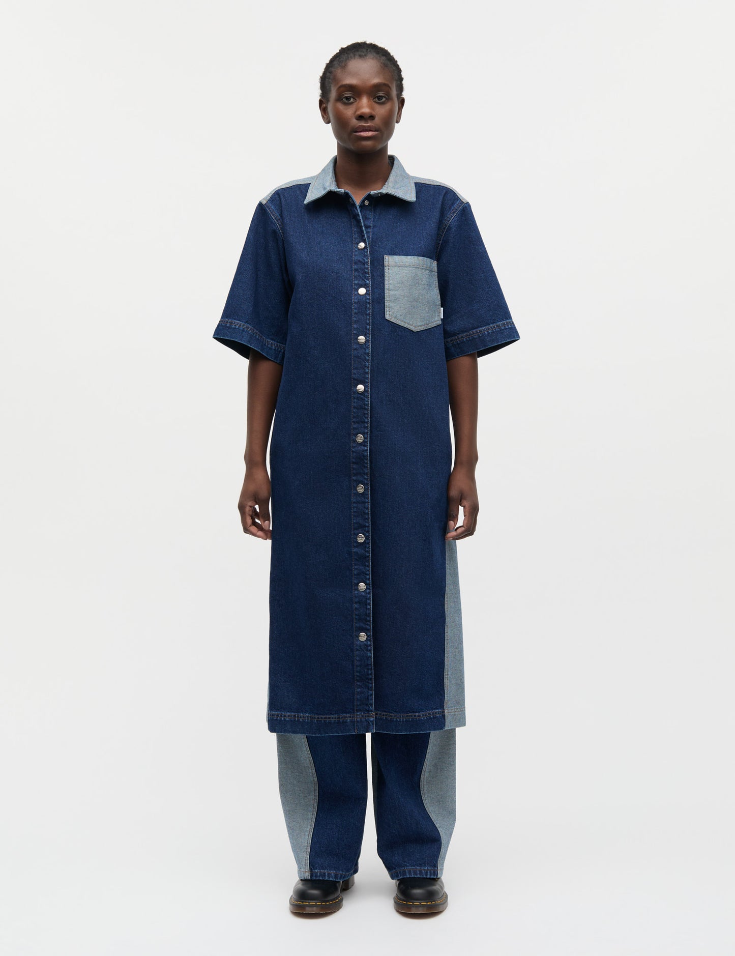 Luke Denim Viola Dress Block, Mid Blue Denim