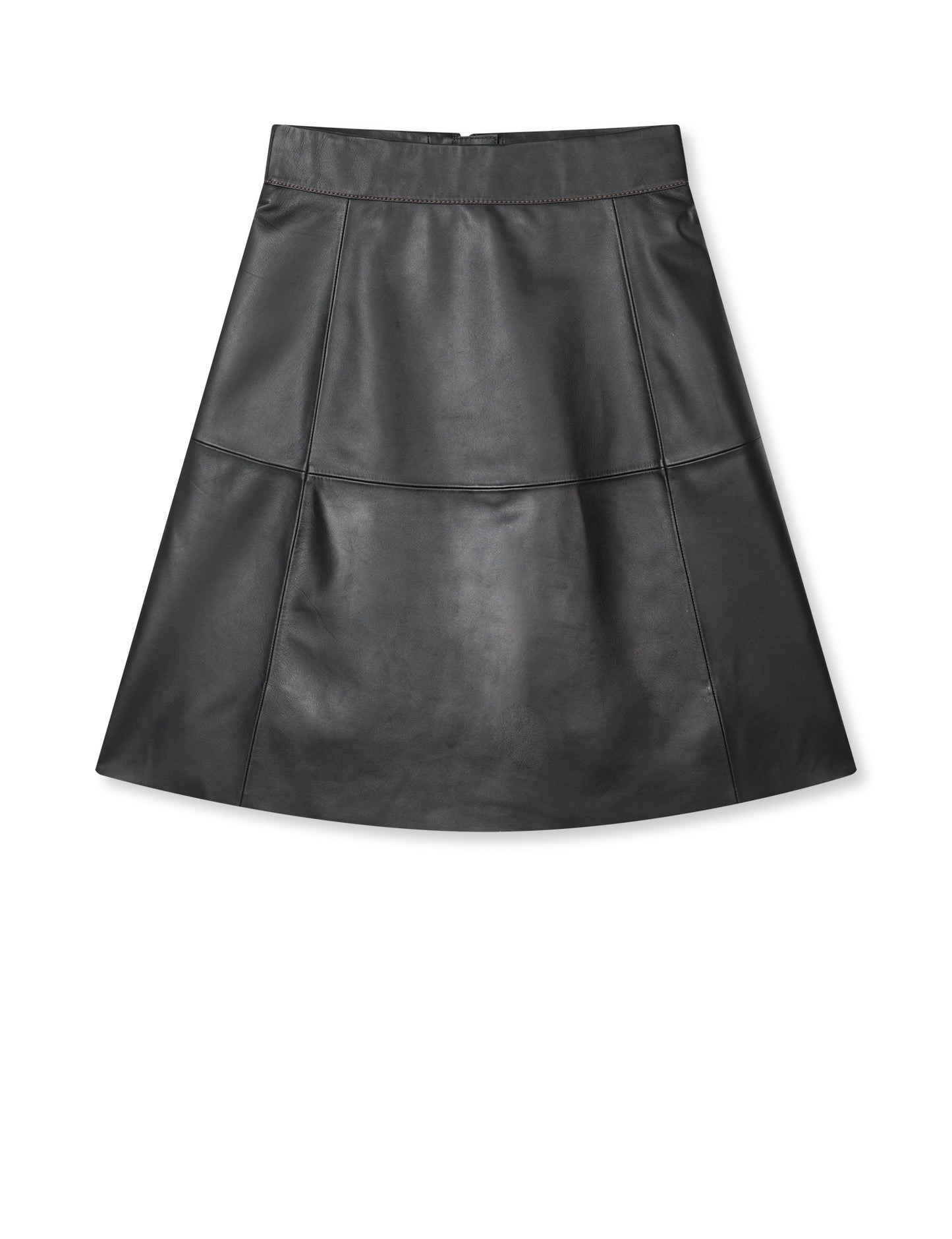 Smooth Leather Stelly Skirt, Black
