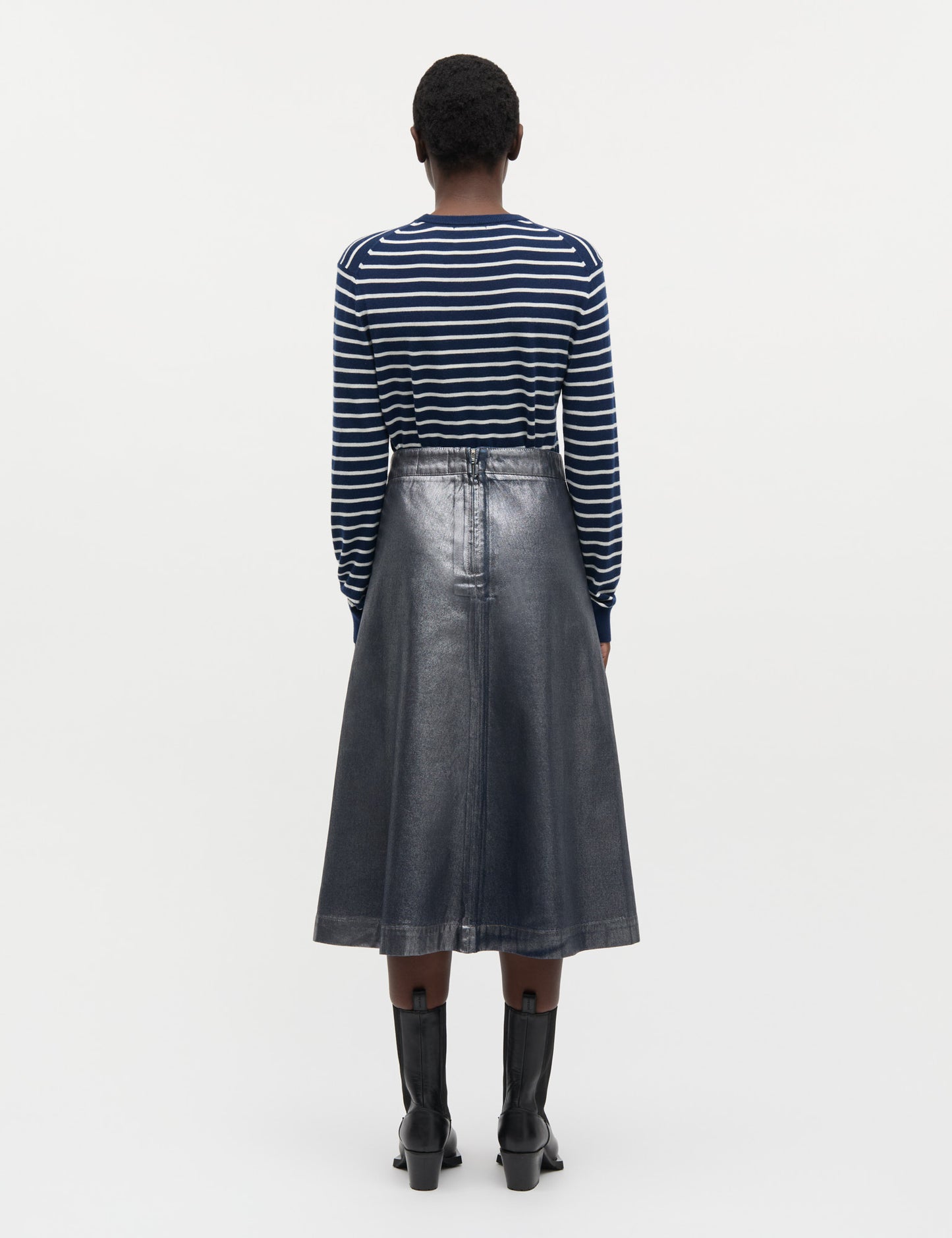 Fine Merino Emma Stripe Knit, Parisian Night/Vanilla Ice