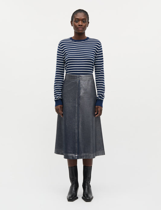 Fine Merino Emma Stripe Knit, Parisian Night/Vanilla Ice