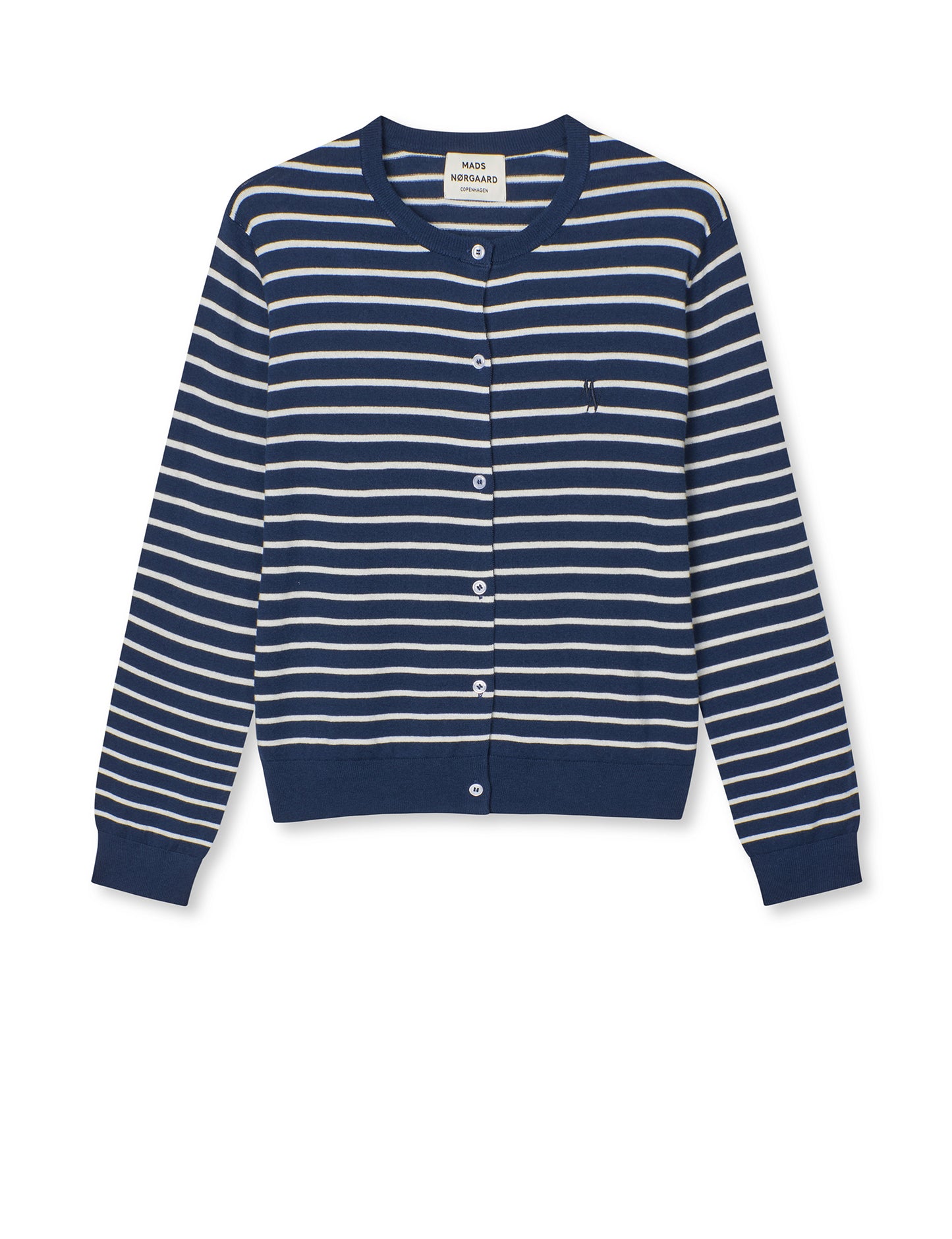 Fine Merino Charlot Stripe Cardigan, Parisian Night/Vanilla Ice