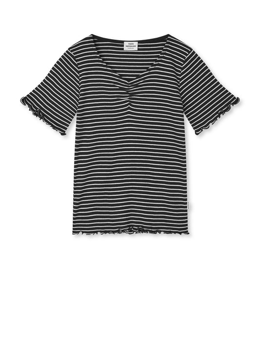 2x2 Cotton Stripe Tiki Tee, Black/Vanilla Ice