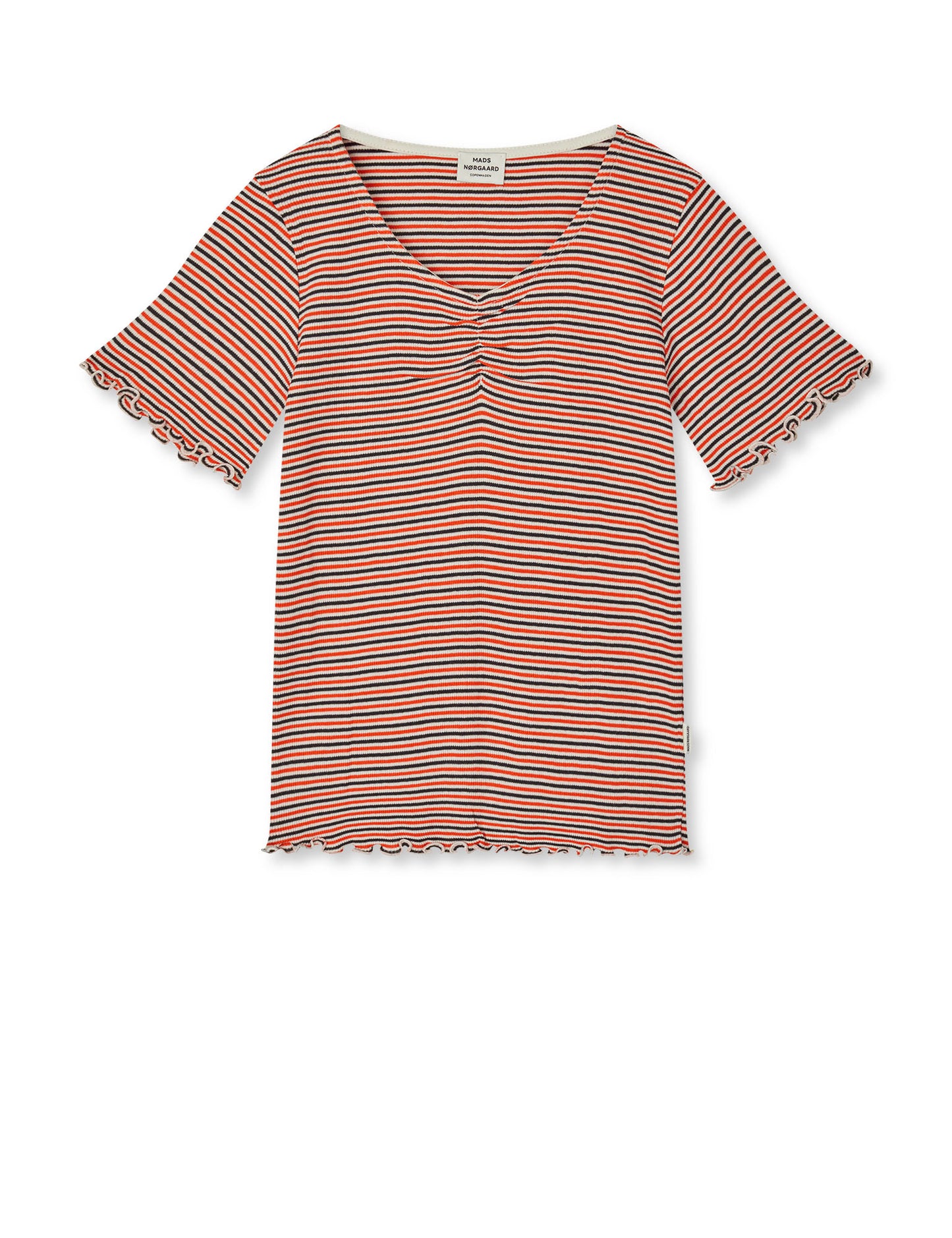 2x2 Cotton Stripe Tiki Tee, Fiery Red/Vanilla Ice