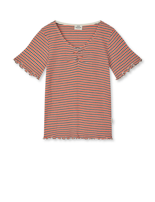2x2 Cotton Stripe Tiki Tee, Fiery Red/Vanilla Ice