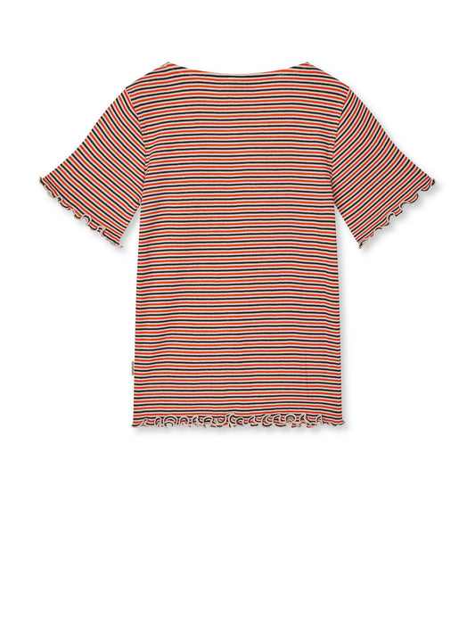 2x2 Cotton Stripe Tiki Tee, Fiery Red/Vanilla Ice