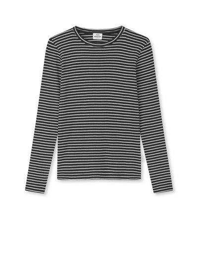 2x2 Cotton Stripe Talino Tee L/S, Black/Vanilla Ice