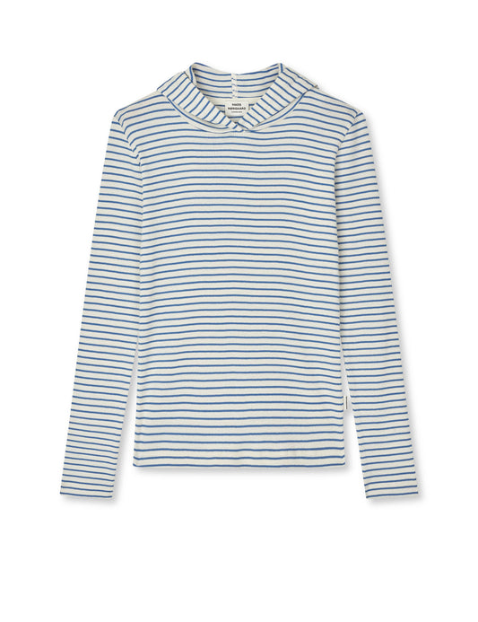 2x2 Cotton Stripe Tally Hoodie, Vanilla Ice/Bright Cobalt