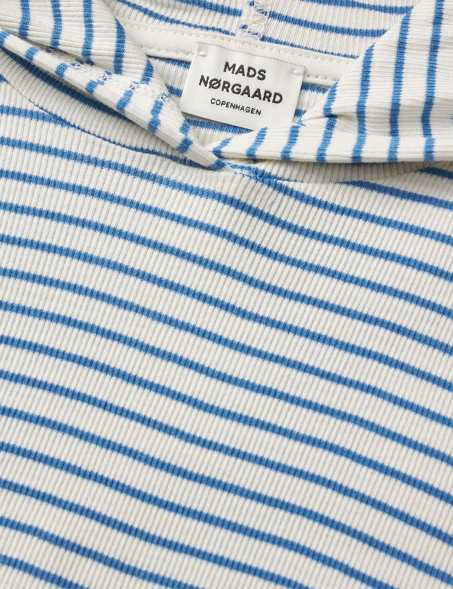 2x2 Cotton Stripe Tally Hoodie, Vanilla Ice/Bright Cobalt