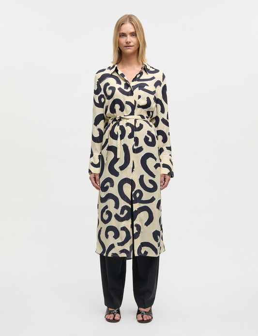 Delicate Twill Cany Dress AOP, Swirl AOP/Almond Oil