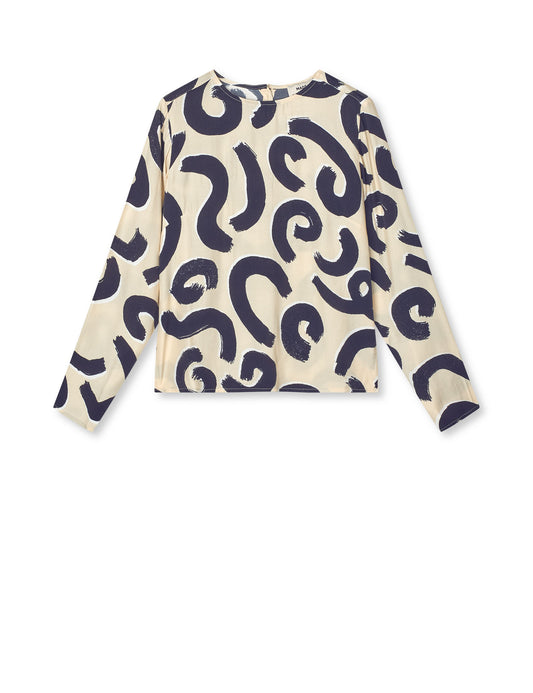 Delicate Twill Flow Top AOP, Swirl AOP/Almond Oil