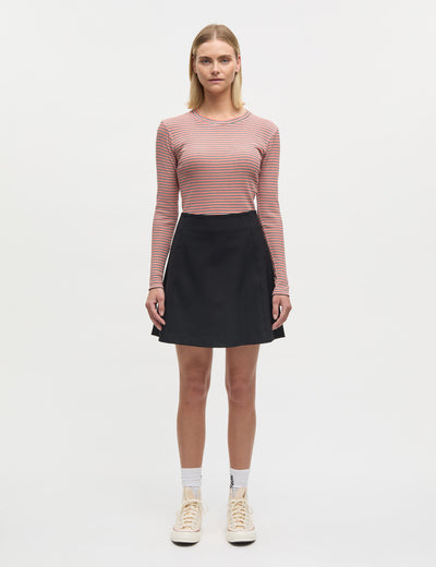 2x2 Cotton Stripe Tuba Tee LS, Fiery Red/Vanilla Ice