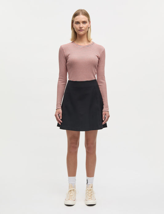 2x2 Cotton Stripe Tuba Tee LS, Fiery Red/Vanilla Ice