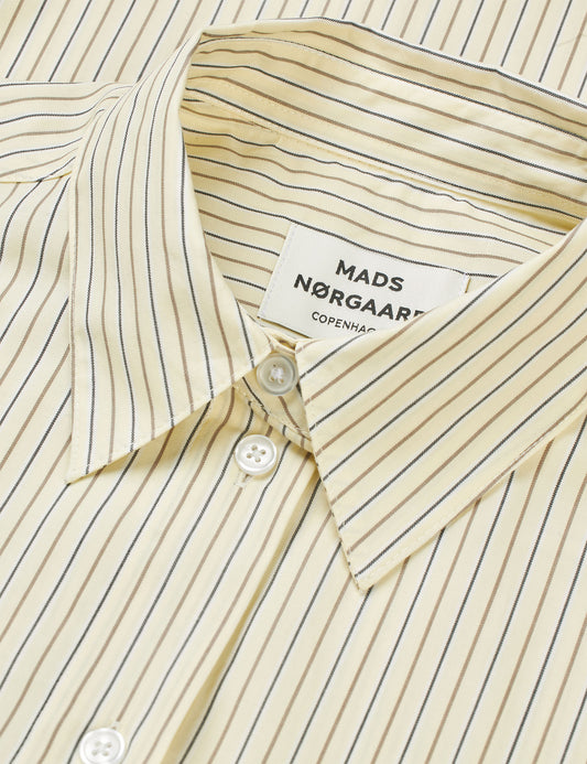 Ander Cotton Crelly Shirt, Pinstripe/Almond Oil