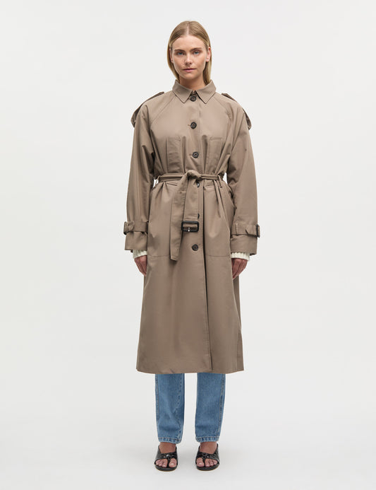 Cotton Pol Benley Trench Coat, Walnut