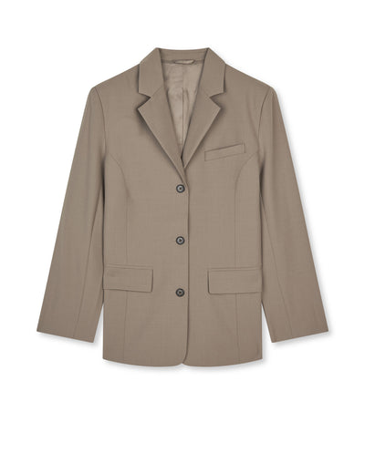 Dense Weave Less Blazer, Walnut