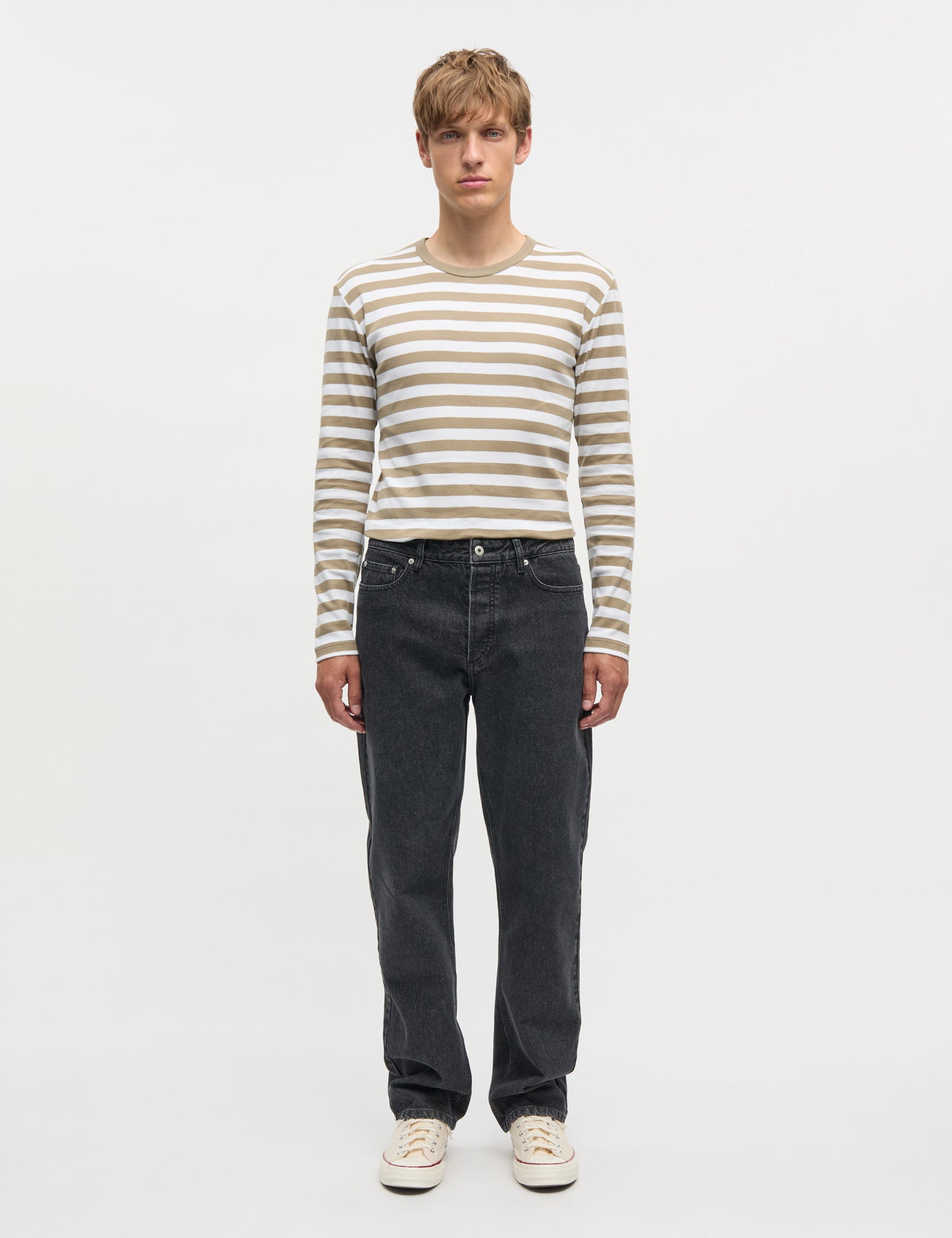 Midi Rib Tobias Tee LS, Overland Trek/White