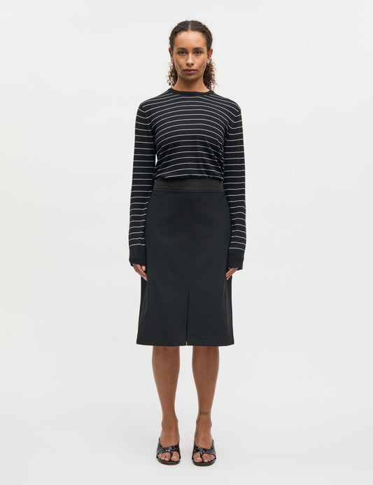 Fine Merino Emma Stripe Knit, Black/Vanilla Ice