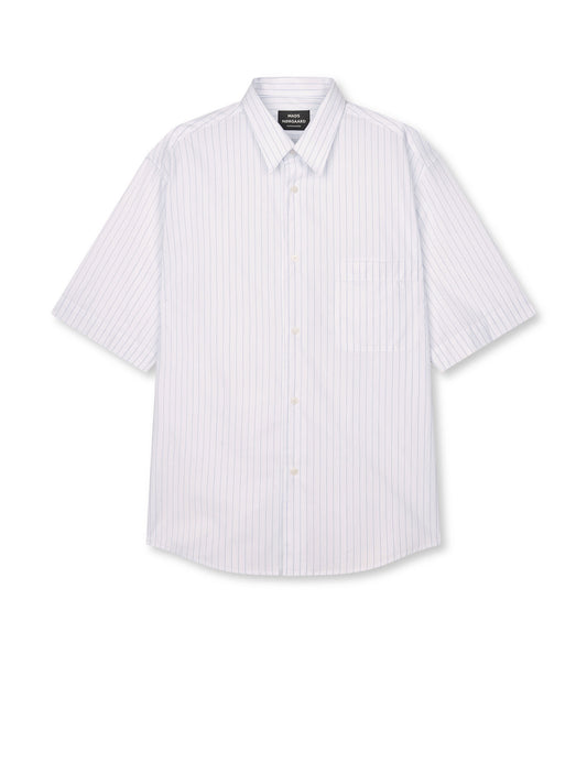 Cotton Soft Oskar Shirt SS, White/Bright Cobalt Stripe