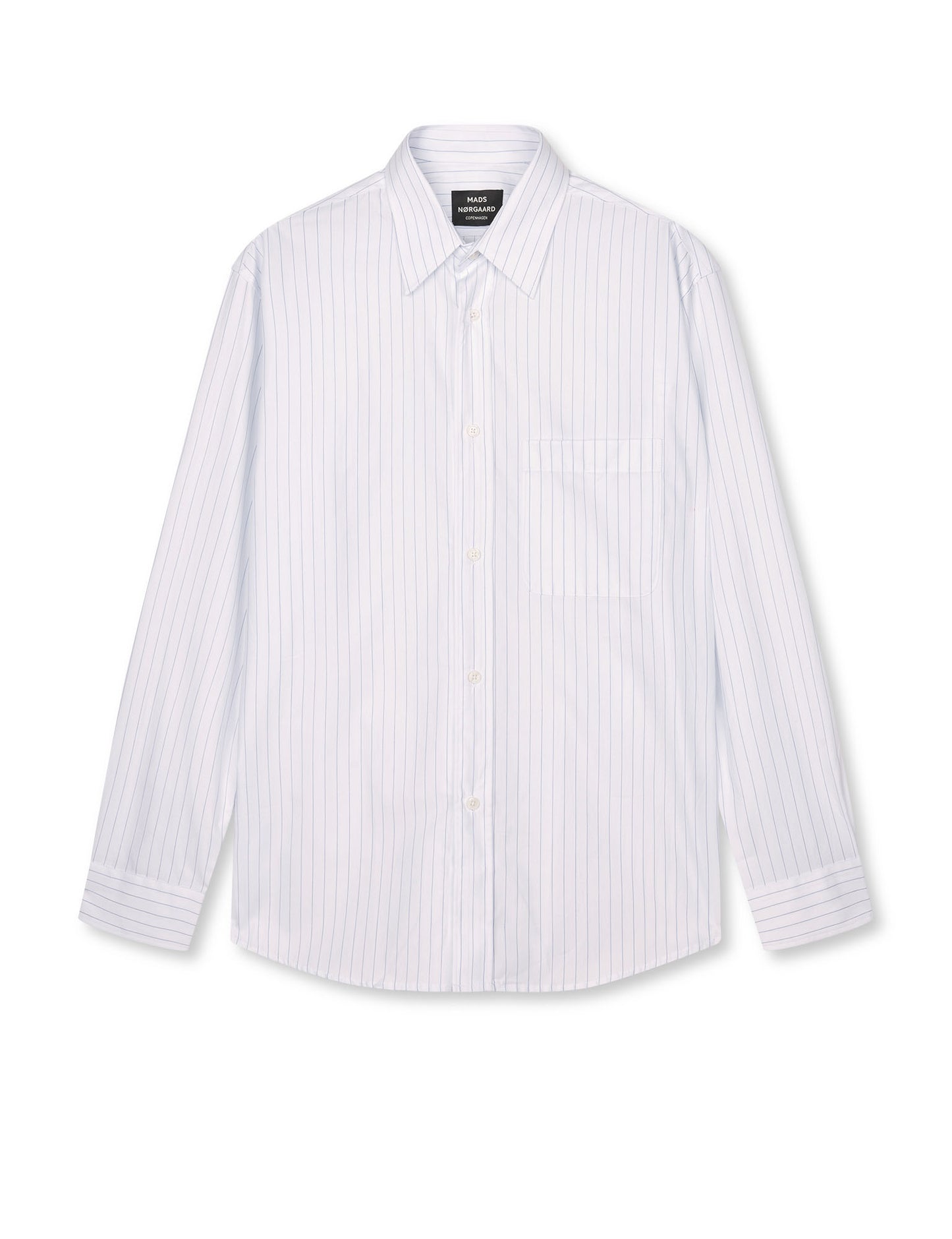 Cotton Soft Marcel Shirt, White/Bright Cobalt Stripe