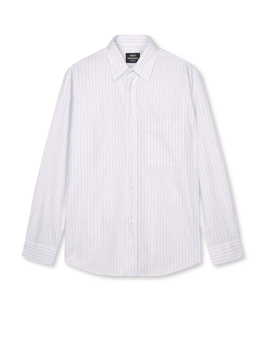 Cotton Soft Marcel Shirt, White/Bright Cobalt Stripe