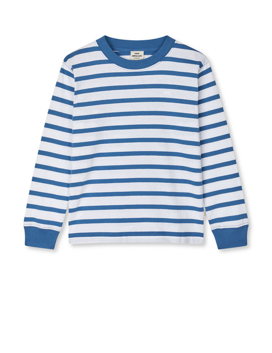 Cotton Jersey Stripe Carlito Tee LS, Bright Cobalt/White