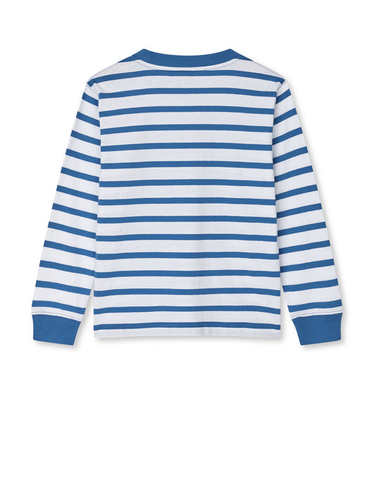 Cotton Jersey Stripe Carlito Tee LS, Bright Cobalt/White